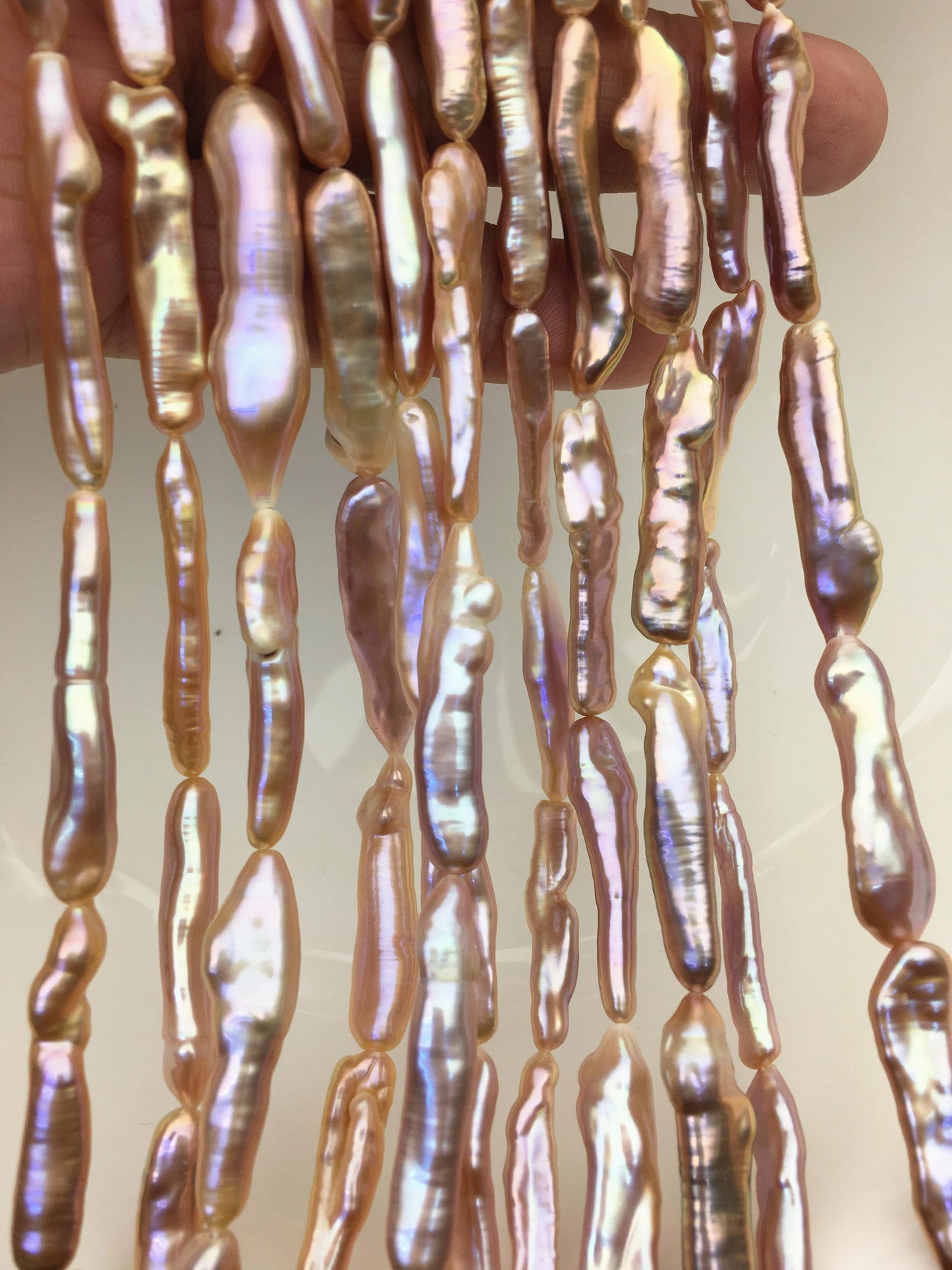 15.5'' AAA 4-7mm natural light purple rainbow Toothpick pearls,ZS-80-25-9