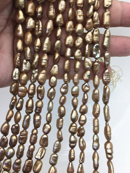 AA+ 6-7mm brown toothpick Biwa Pearl Necklace,Genuine Fresh Water Pearl,Wedding Necklace,Mothers Day,ZS-80-10-22