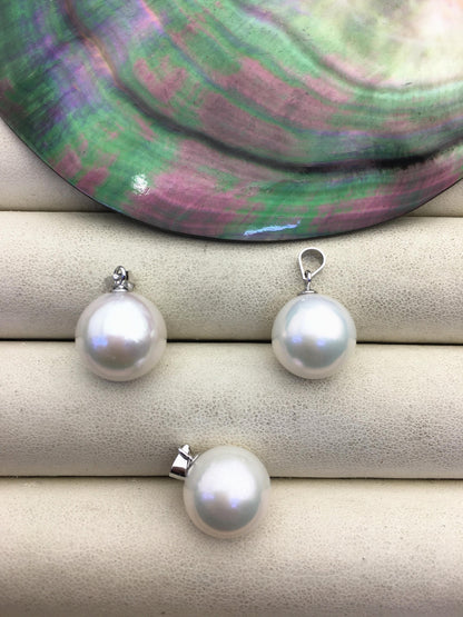 1pc AA+ 12-13mm big white round freshwater pearl pendant,- NC1-016