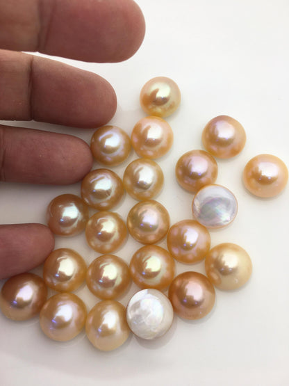 11pcs AAA 13-14mm Baroque Mabe Natural Orange Rainbow Freshwater Pearls,no hole,MB-T69