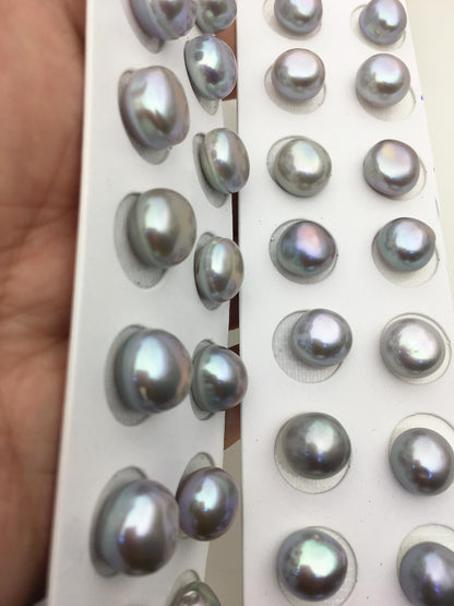 10 pairs AA 11-11.5mm Gray baroque button freshwater pearls,round button pearl pairs,pearl earring,pearl stud,BTN11-T3