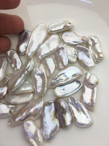 26pcs AA 12-17mm big white biwa keshi Freshwater Pearls, no hole,ZS-80-1-1