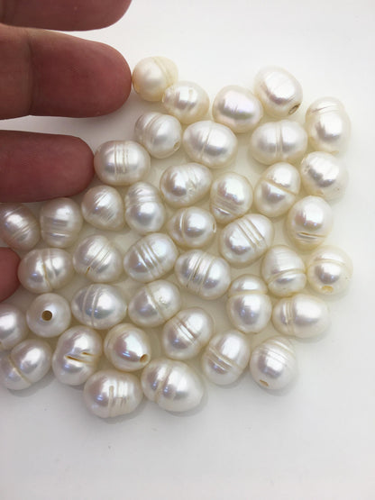 30pcs AA+ 10.2-11.2mm white rice freshwater pearls,2.2mm large hole,LR11-2A-1