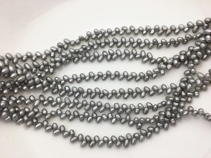AA+ 4-4.5mm gray rice pearls,full strand,oval loose pearl beads,diy pearl,genuine pearl,Cultured pearl,diy pearl beads,LR4-T7