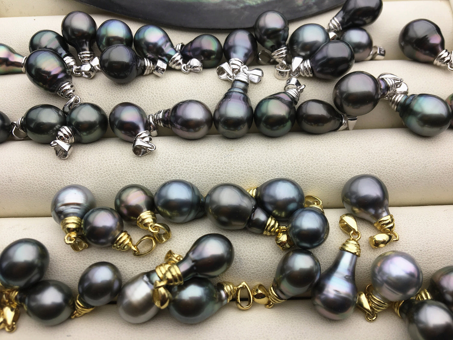 1pc 8-10mm Drop Tahitian Pearl Pendant, Sterling silver Pendant,natural color sea pearl,pearl necklace - 925 silver chain - NC1-035