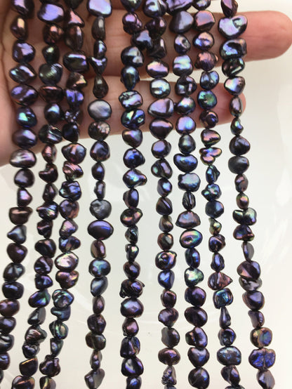 AAA 6-7mm black Keshi Freshwater Pearls,baroque pearl,keshi pearl strands,ZS-130-7