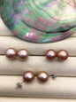 1 pair AAA 11-12mm natural color round edison pearl stud earrings,SE3-T9-32