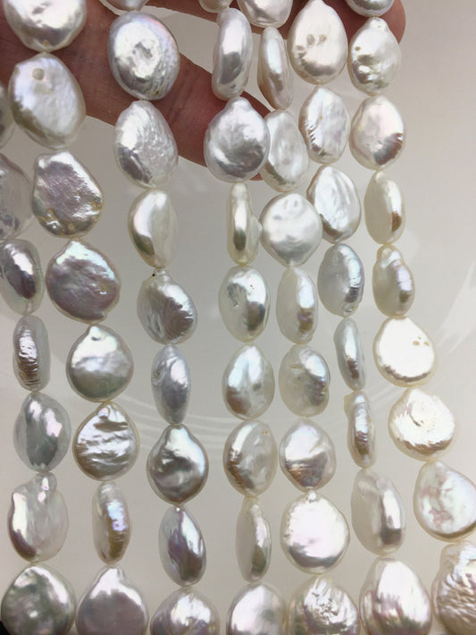 AA+ 11-13mm White Tail Coin freshwater pearls,diy bead,flat round pearl bead,COIN12-2A-2-14