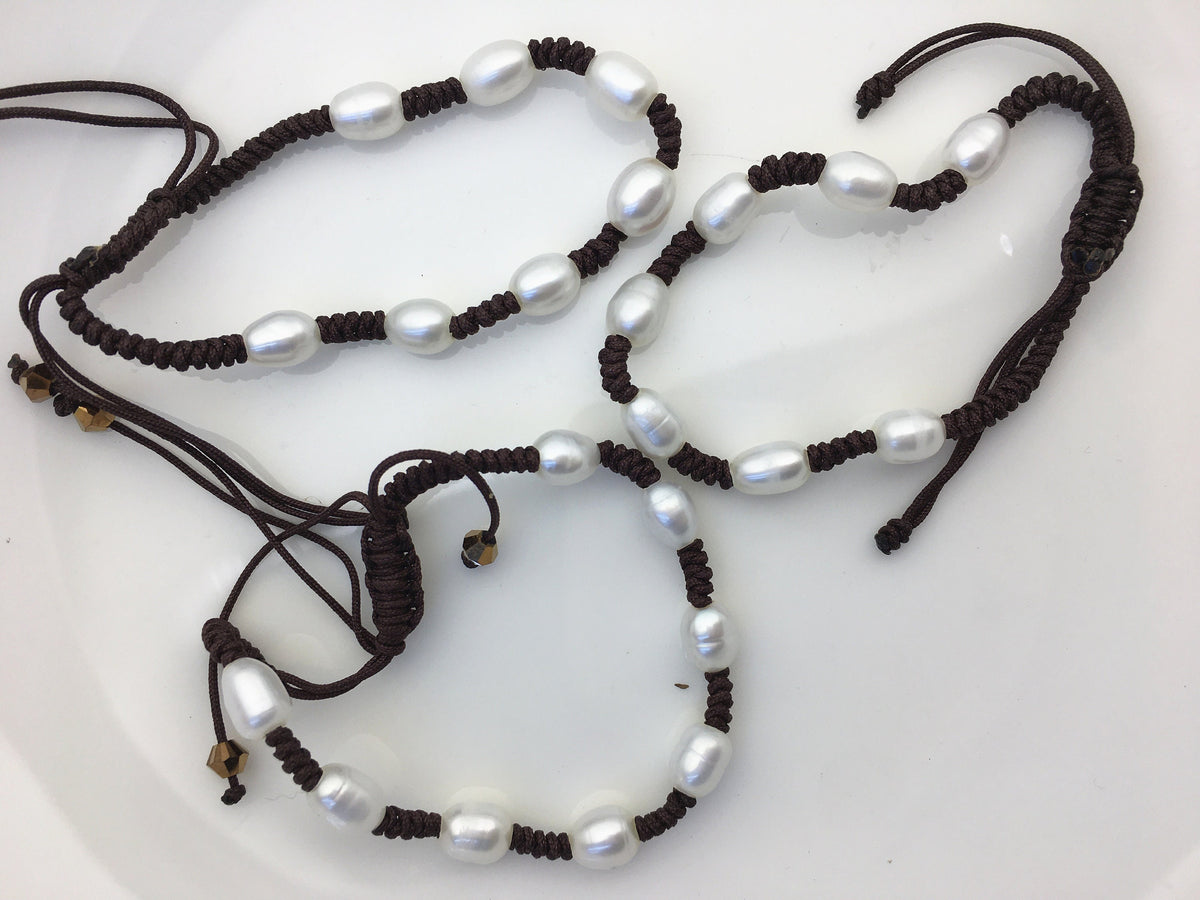 1pc AA+ 5-6mm rice pearl thread bracelet,adjust length,pearl bracelet, knotted freshwater pearl bracelet,Pearls Bracelet,B8-T6-9