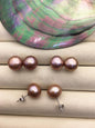 1 pair AAA 11-12mm purple button round edison pearl stud earrings,S925 Sterling Sliver stud earrings,SE3-T9-70