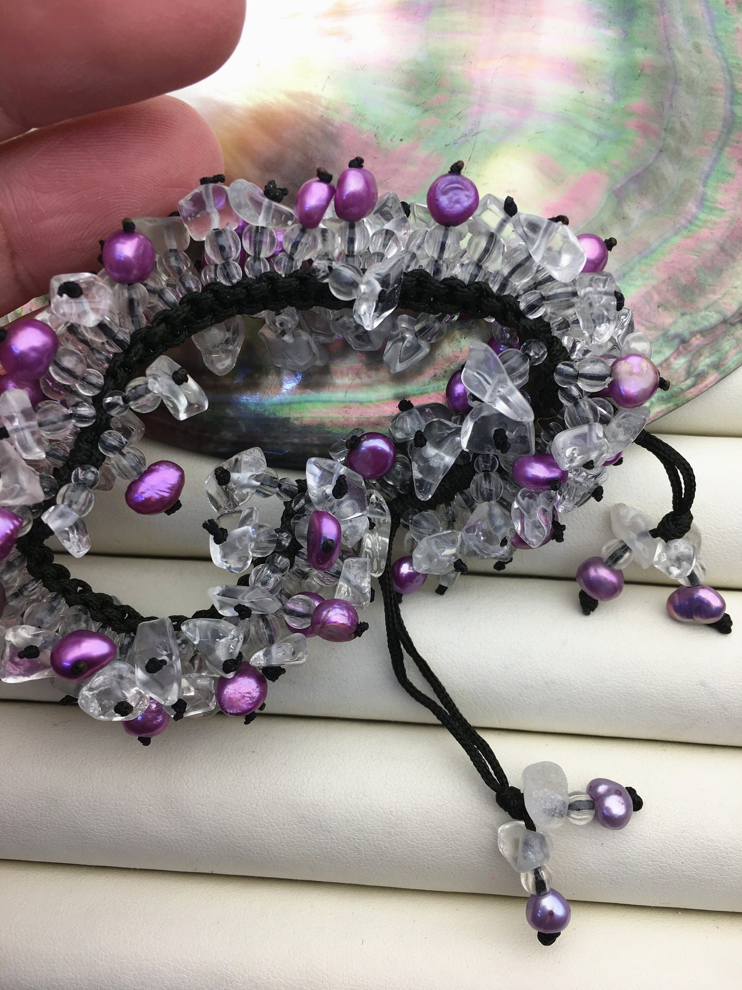 1pc handmade purple pearl and crystal thread bracelet,adjust length,pearl bracelet, knotted freshwater pearl bracelet,Pearls Bracelet,B8-T1