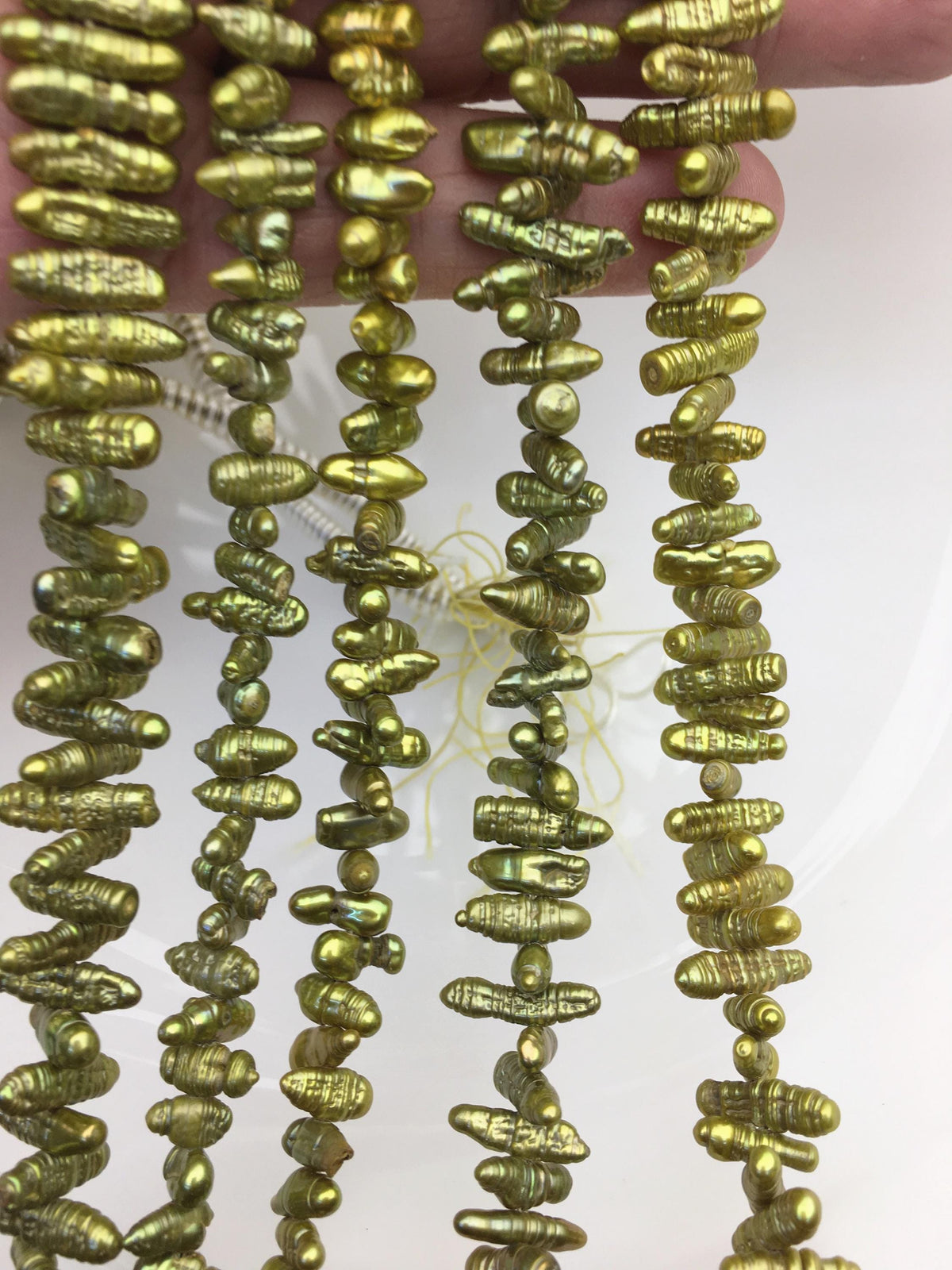 AA 4-5mm green Biwa Pearl Necklace,Genuine Fresh Water Pearl,Wedding Necklace,Mothers Day,ZS-80-10-45