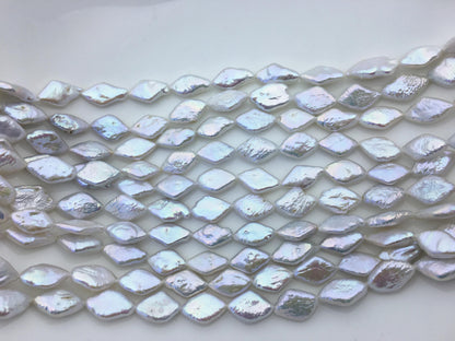 AAA- 8-9x13-15mm White diamond Shape Freshwater Pearl,one full strand,wholesale Full Strand,ZS-103-3
