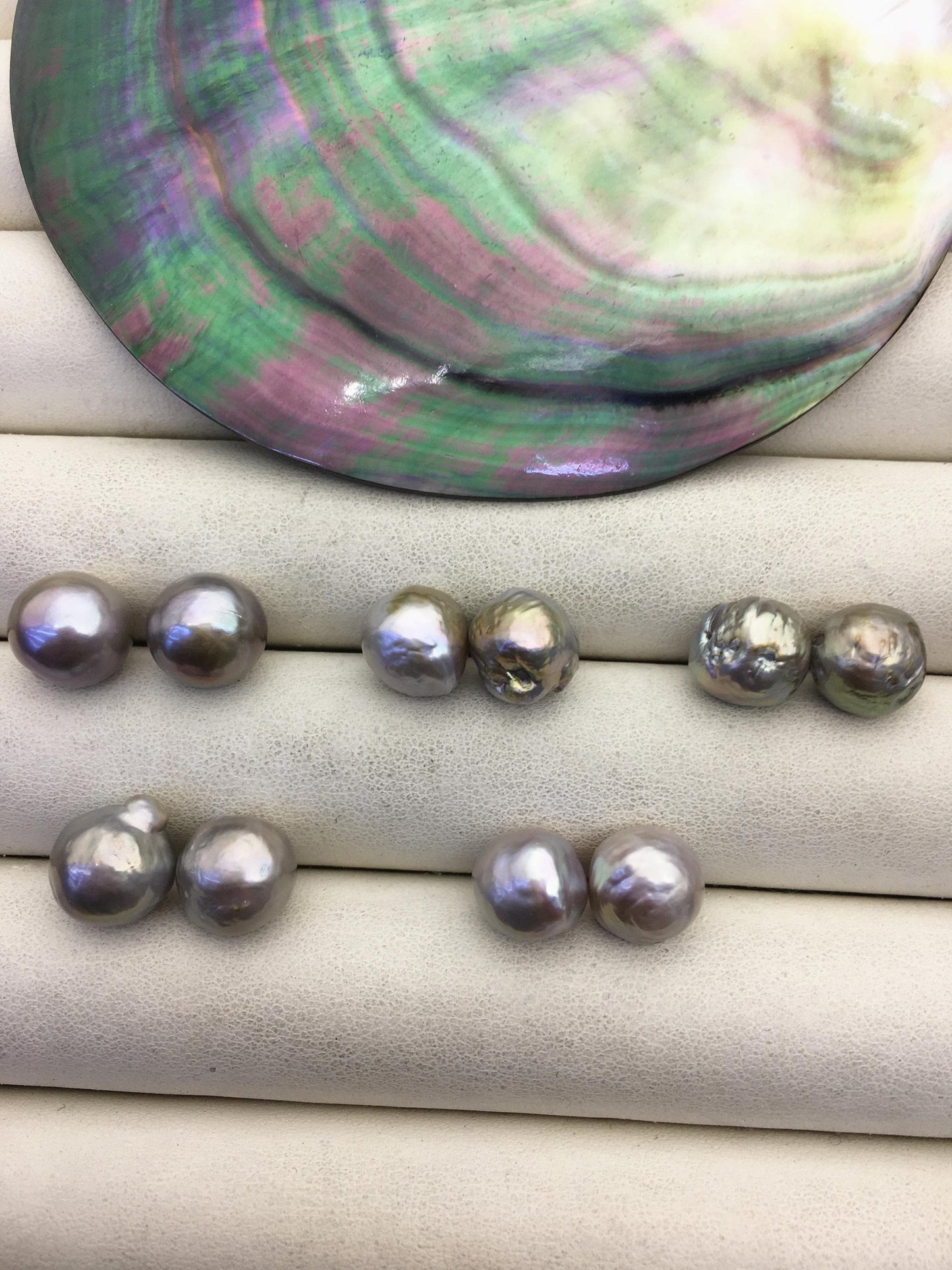 5pairs AAA 10-11mm Gray Bronze baroque edison freshwater pearl Pair,half hole,ED11-3A-2-22