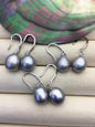 1 pair AAA 9-9.5mm gray rice pearl dangle earrings,SE3-T35