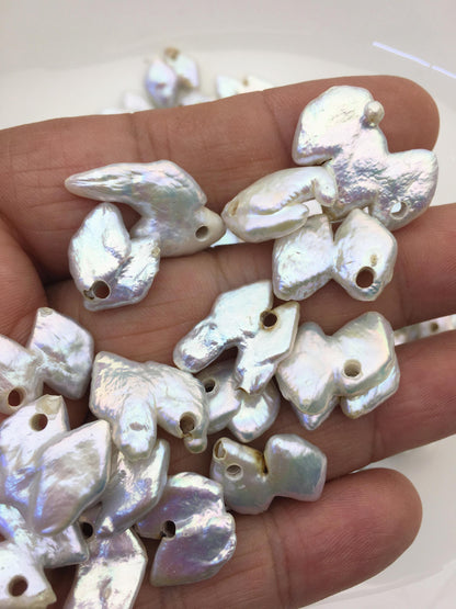 20pcs AA 11-15mm white diamond freshwater pearls,2.2mm top large big hole,ZS-103-12