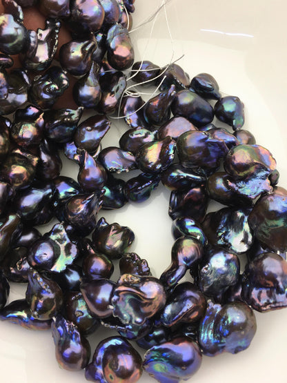 15.5'' AA+ 12-16mm Green Black Rainbow flame ball pearl,FL15-2A-5-104