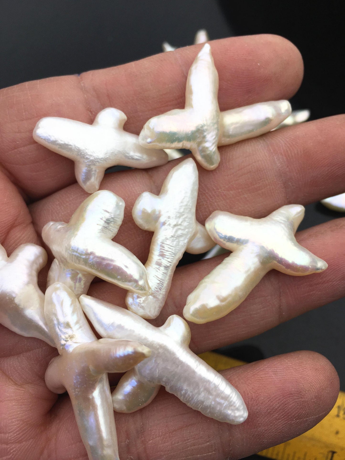 10pcs AAA 15-20mm Freshwater Pearl Loose Pearl Bead White Cross Pearl Loose Bead,no hole,ZS-100-5