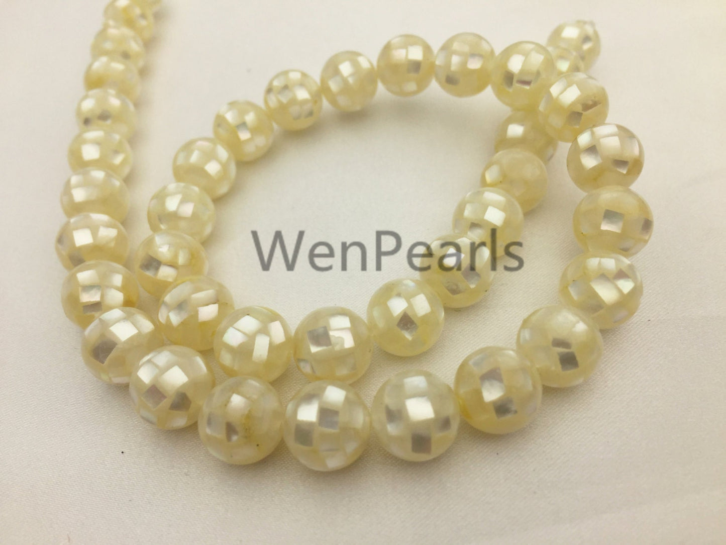 4pcs 10/12/14/16mm White Mosaic Shell Beads,MOP Beads,White Lip Shell Inlay Bead,GSHE-001-2