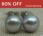 AAA+ 4mm-12mm Gray Pearl Stud Earrings, button round,Select Size,silver grey pearl stud earrings,Sterling Silver,Wedding,SE1-007