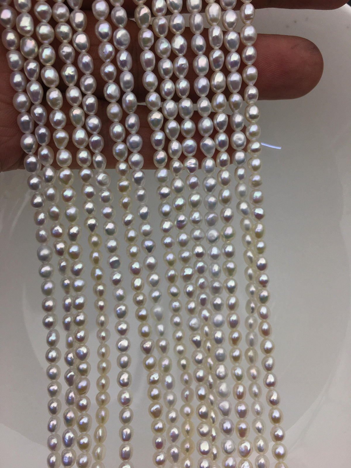 AAA 4-4.5mm Tiny white nugget freshwater pearls,irregular nugget freshwater pearl strand,LM4-3A-8