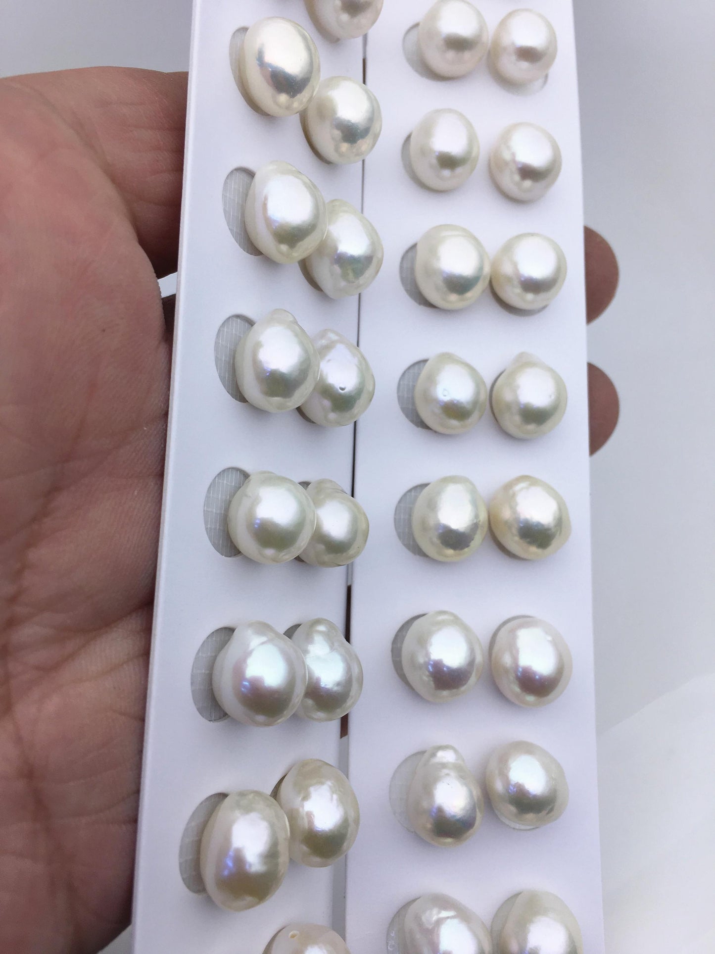 2 pairs AAA 10-11mm white rice freshwater pearls, no hole,LR10-T2