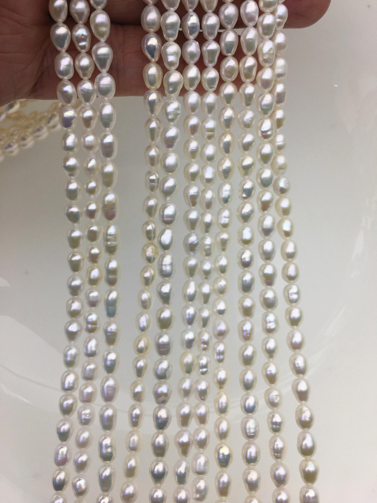 AA 4.5-5mm*5-7mm white rice freshwater pearl,Cultured white rice freshwater pearls bead,pearl necklace,DIY ,Valentine's Day gift,LR4-2A-2