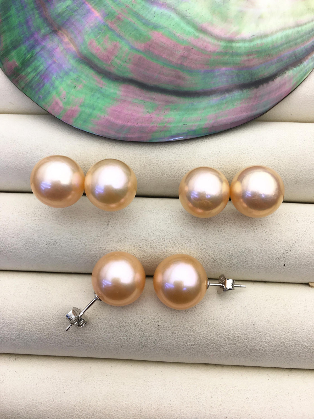 1 pair AAA 11-12mm orange round edison pearl stud earrings,S925 Sterling Sliver stud earrings,wedding pearl earrings,SE3-T9-4
