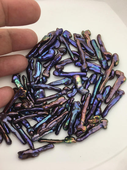 62pcs AAA 3-7mm black blue biwa keshi Freshwater Pearls, no hole,ZS-80-1-29