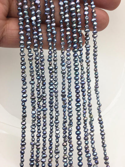 AAA 2-3mm black blue nugget seed pearls,irregular nugget freshwater pearl strand,cheap price,pearl factory china,LM2-3A-4