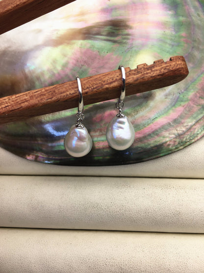 1 pair AAA 10-11mm white drop edison pearl dangle earrings,S925 Sterling Sliver earrings,wedding pearl earrings,SE3-T9-5