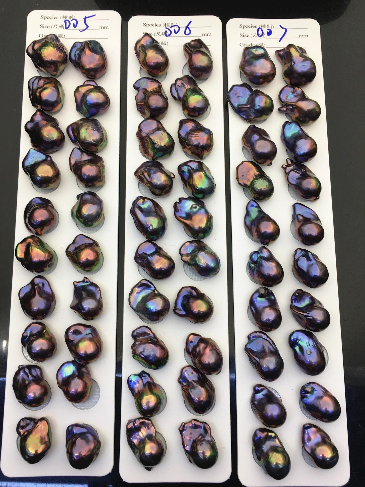 10pairs AAA/AA+ 12-16mm Black Rainbow Flame ball Pearl Pairs,0.9mm top half hole,FL15-3A-8-2