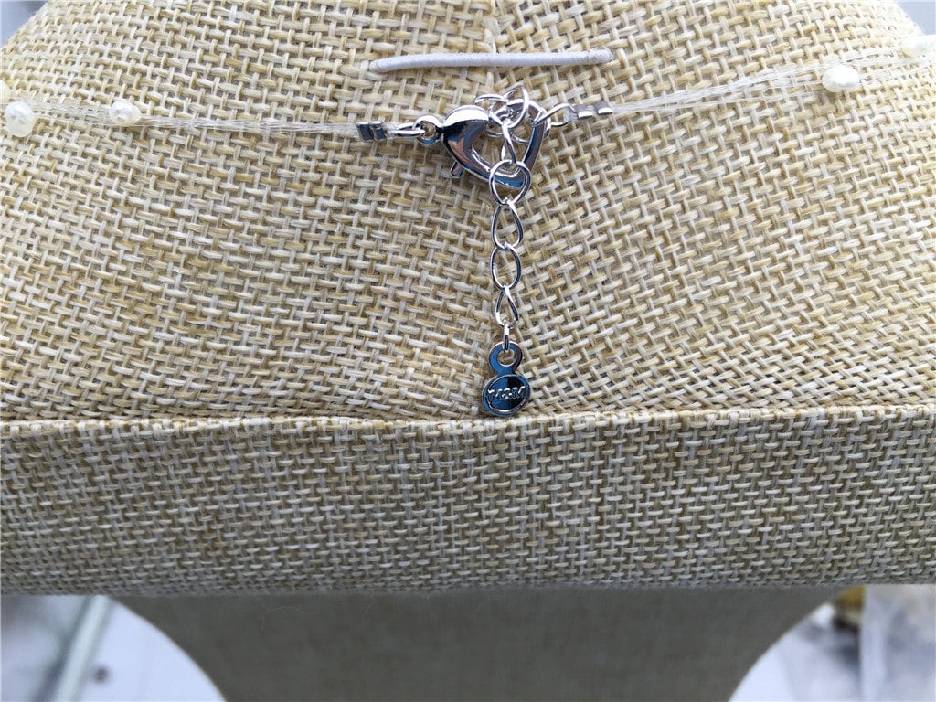 floating necklace,illusion necklace,multistrand necklace, white pearl necklace,bridesmaid necklace,NPN3-007