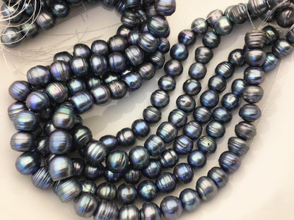 16.5'' AA 11.5-12.5mm blue black button freshwater pearls,Cultured pearl,diy pearl beads,gift for her,necklace,Christmas,SM12-T5