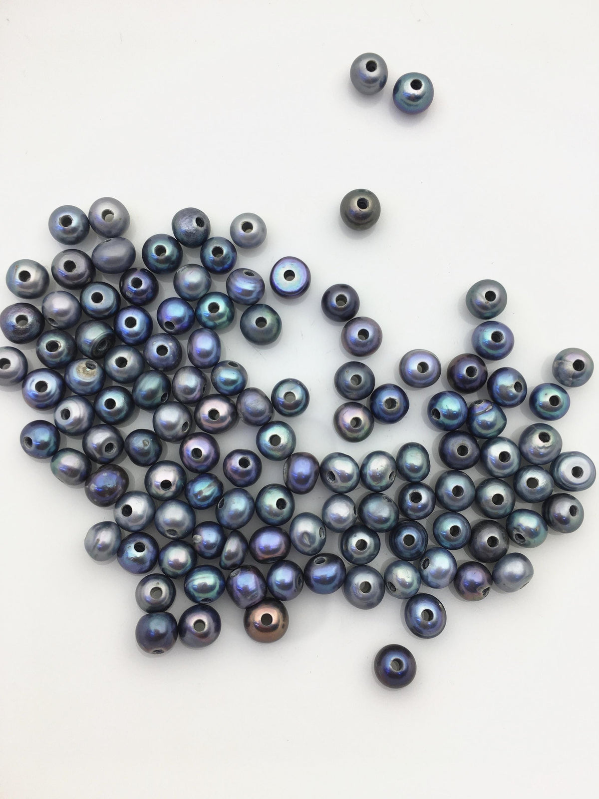 50pcs AA+ 5.8-6.5mm black blue button pearls,Rondelle pearl Beads,1.6mm large hole,SM6-2A-20