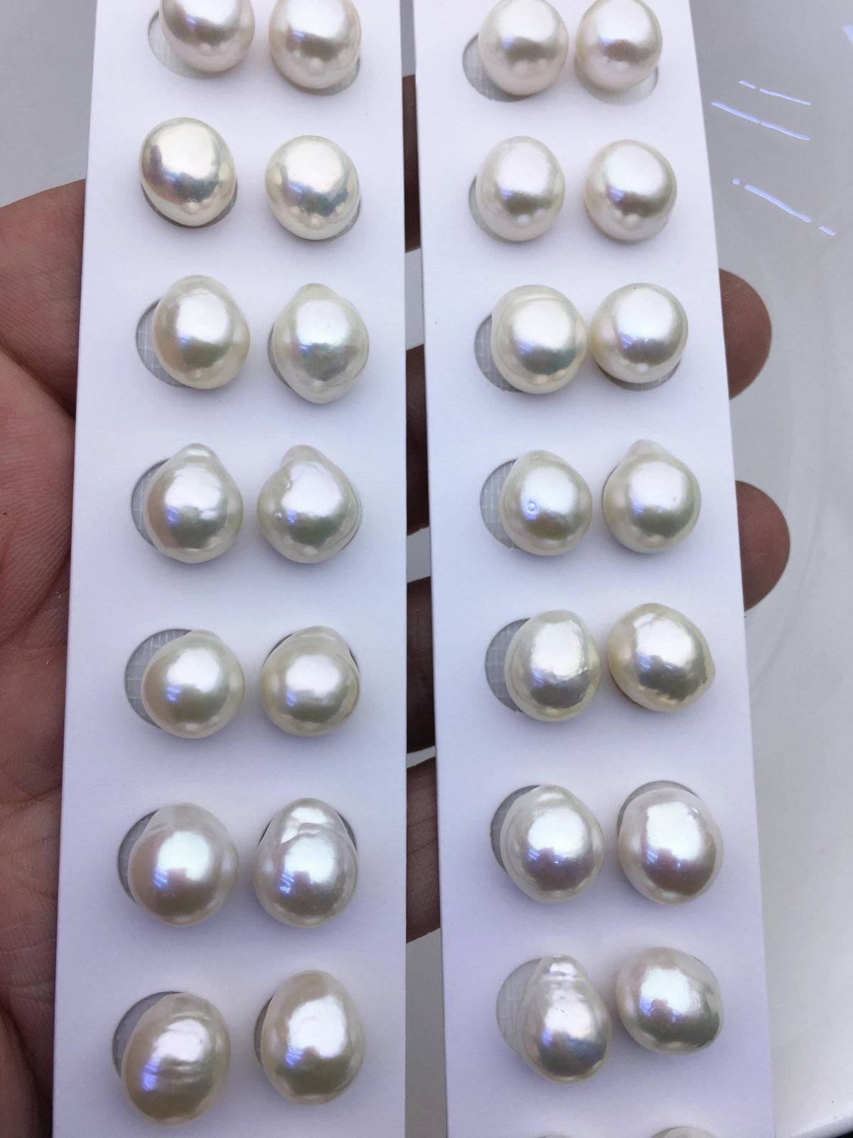 2 pairs AAA 10-11mm white rice freshwater pearls, no hole,LR10-T2