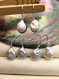 2 pairs 12-14mm White Coin Pearl Dangle Earrings- S925 silver pearl dangle earrings,SE3-T11