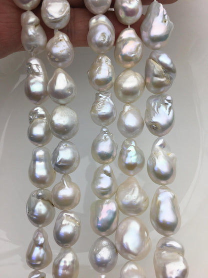 15.5'' A+ 12-14mm white flame ball pearl,FL15-2A-5-21