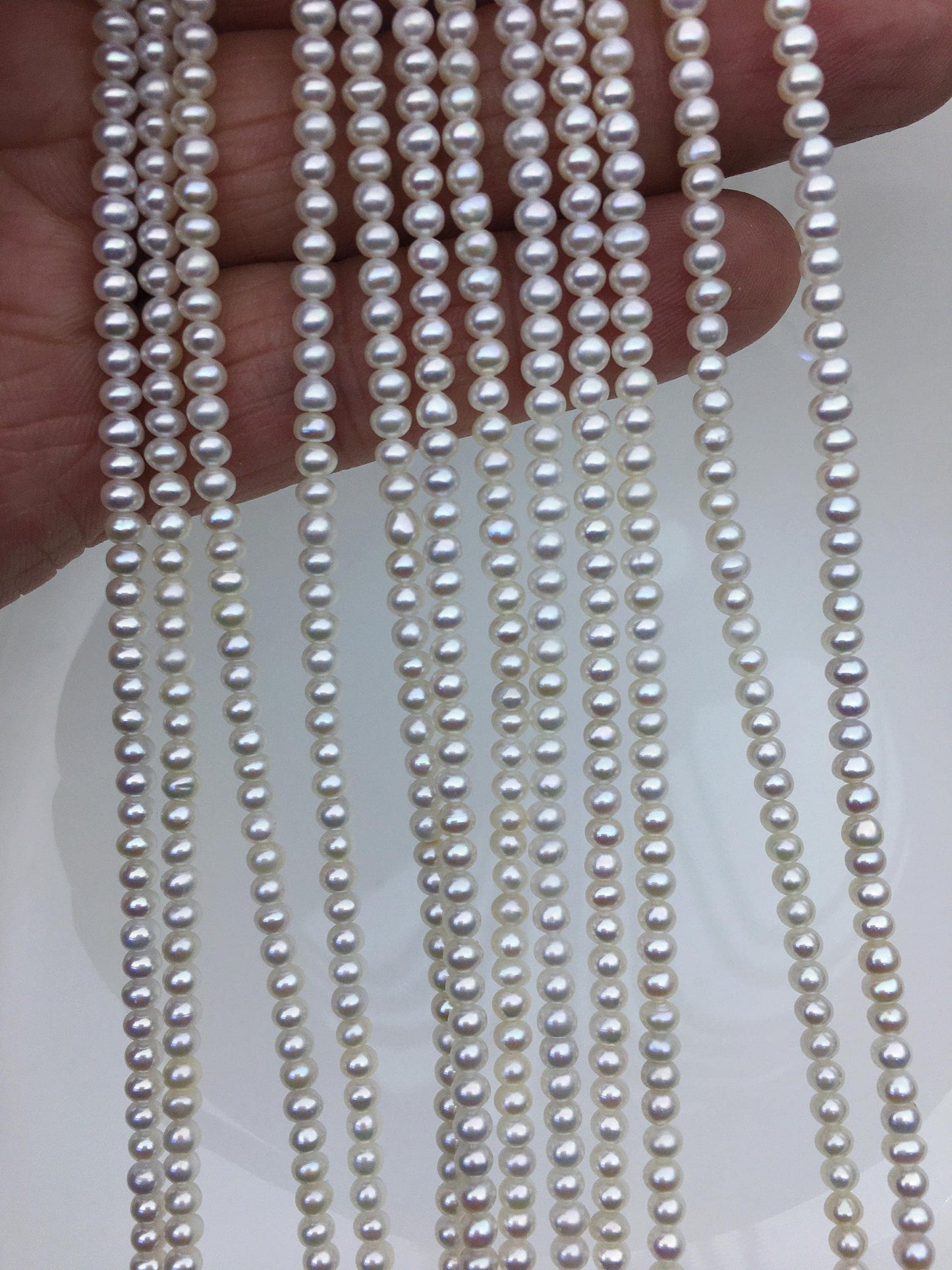AAA 3-3.5mm tiny white button round freshwater pearls,nucleus pearl,Rondelle pearl Beads,SM3-3A-31