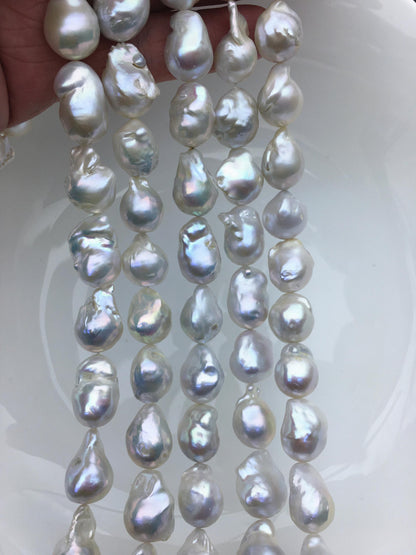 15.5'' AA+ 12-15mm White flame ball pearl,FL15-2A-5-13