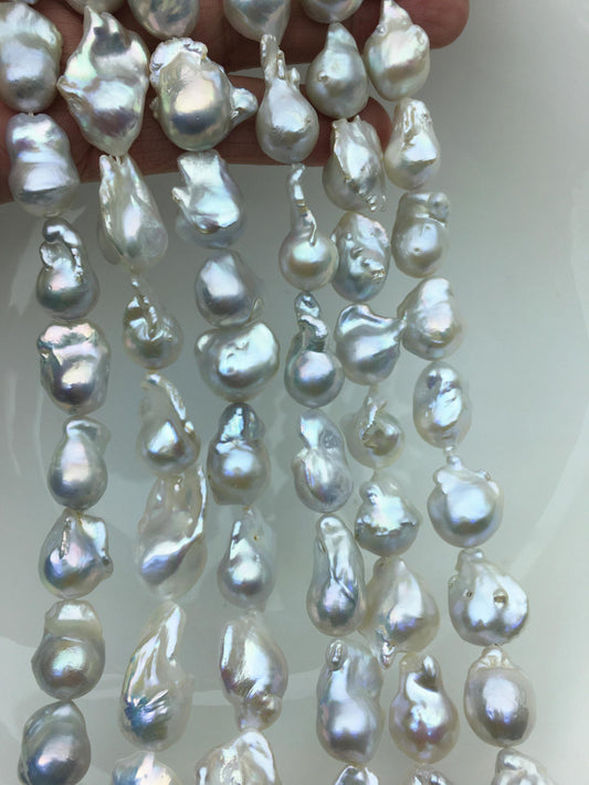 15.5'' AA+ 12-15mm White flame ball pearl,FL15-2A-5-3