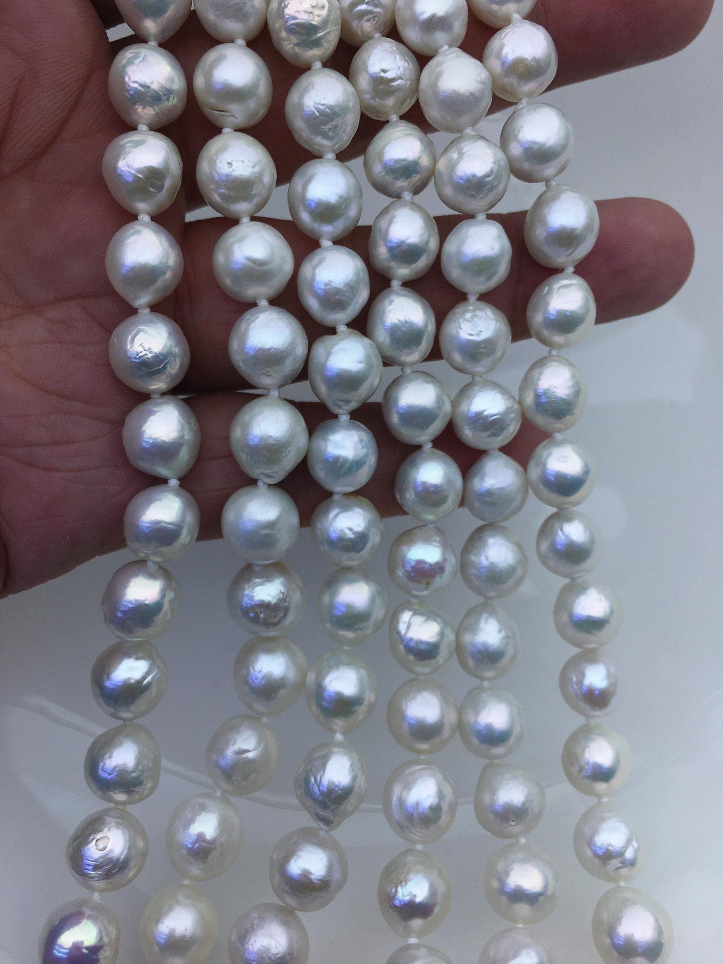 17.5'' AA+ 9-11mm white baroque near round edison freshwater Pearl necklace,genuine Natural Pearl Necklace,NPN1-T30-3