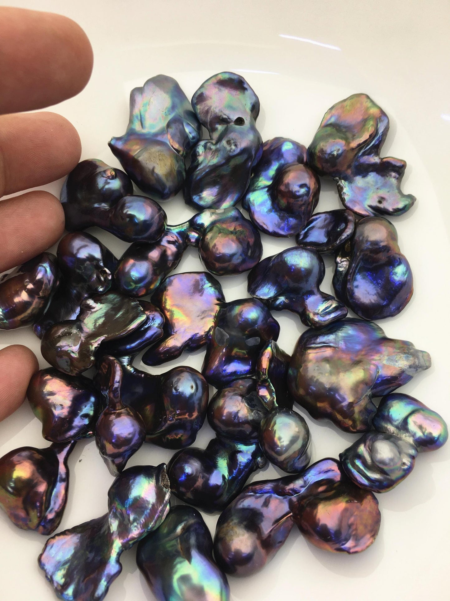 22pcs A+ 16-24mm baroque Black rainbow color Flame ball Pearl - no hole,FL15-T4-25