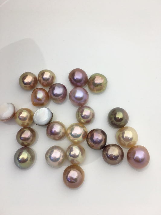 23pcs AAA 11-12mm Baroque Mabe Natural Purple Rainbow Freshwater Pearls,no hole,MB-T11
