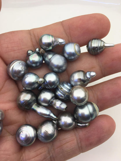 25pcs AA 9-12mm baroque silver gray Tahitian Pearl,no hole,TH-temp-023