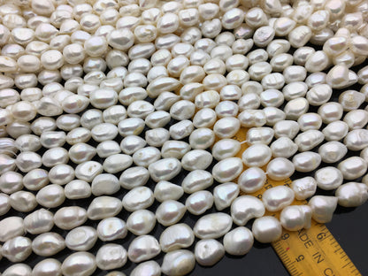 LONG AA+ 11mm White nugget freshwater pearls,white baroque pearl,LM11-2A-11