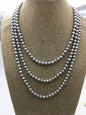 34''/51''/67'' 7mm Gray near Round Freshwater Pearl Necklace,mics color,dark gray Pearl necklace,gray round pearl,NPN1-142