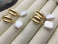 AAA square baoruqe pearl gold shell stud earrings,wedding pearl earrings,SE3-131-21
