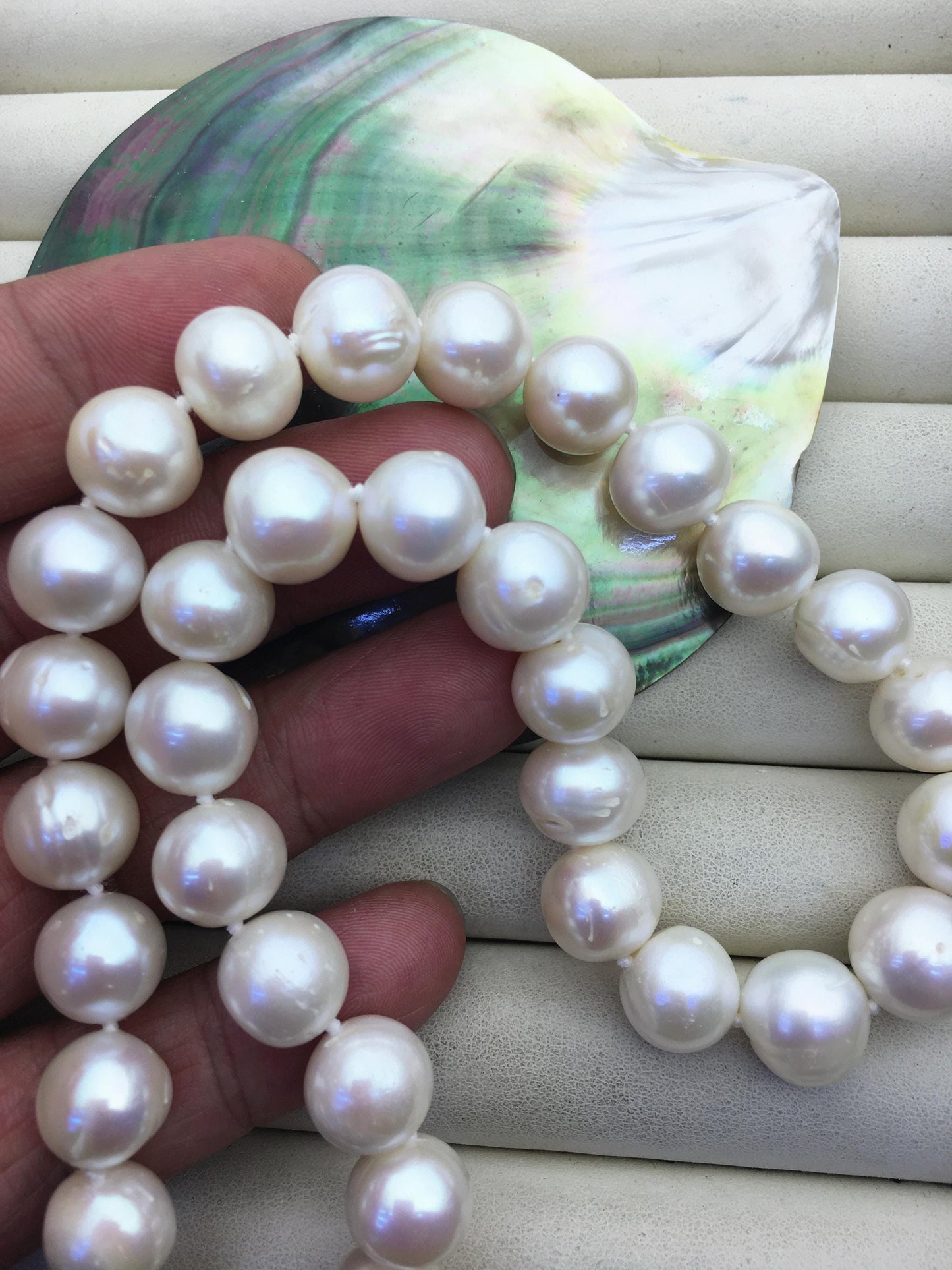 17.5'' AA+ 11.5-13mm Big white potato freshwater pearl necklace, Natural Pearl Necklace, Freshwater Pearl,NPN1-111