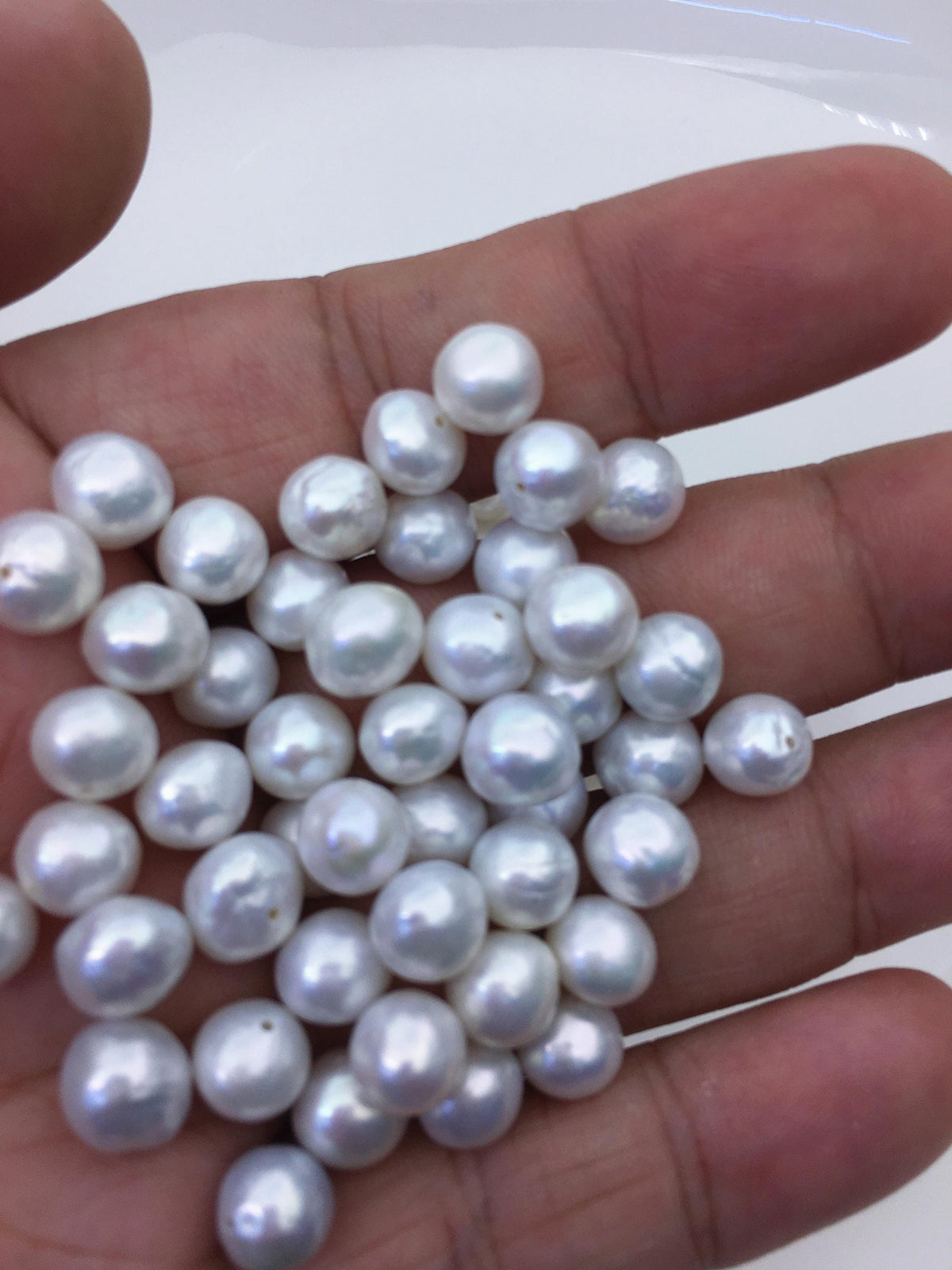 30pcs AA+ 8-8.5mm white baroque near round freshwater pearls,half hole,RP8-T5